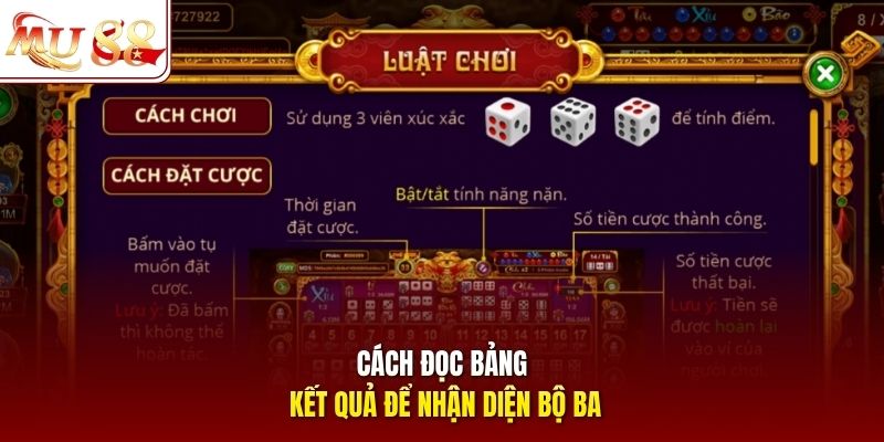 Cách đọc bảng kết quả để nhận diện bộ ba